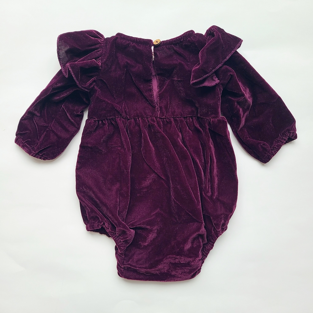 Burgundy Velvet Romper - Picture 3 of 3